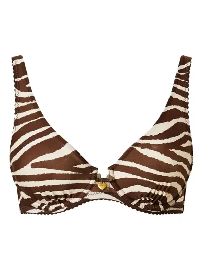 Twinset Zebra-print Underwire Bra In Brown