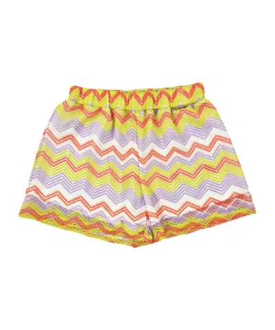 Twinset Kids' Elastic Waist Shorts In Yellow