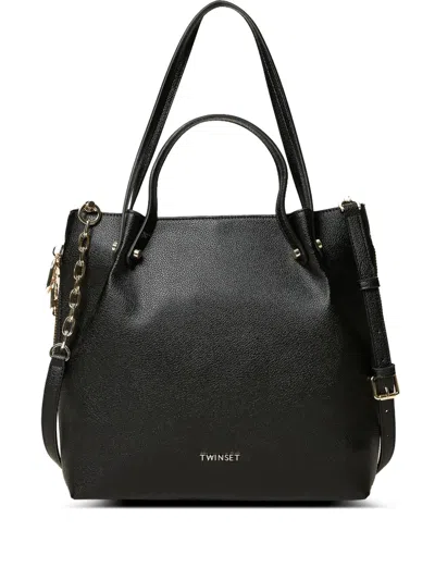 Twinset Zip-detail Tote Bag In Black