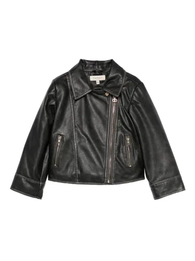Twinset Zip-fastening Leather Jacket In Black