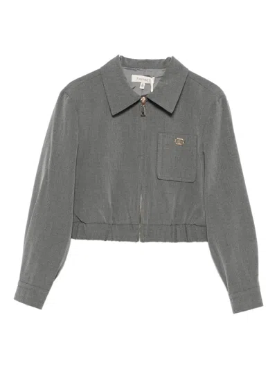 Twinset Zip-fastening Pocket Jacket In Gray
