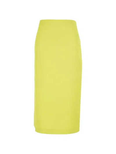 Twinset Yellow Skirt With Rear Concealed Zip Closure And Logo Plaque On The Rear In Fabric Woman