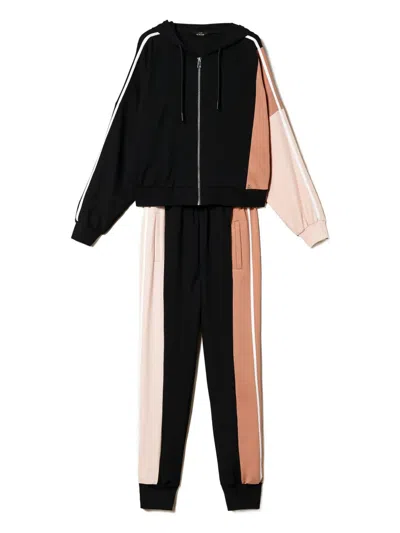 Twinset Zip-front Panelled Tracksuit Set (set Of 2) In Black