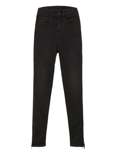 Twinset Zip Jeans In Black