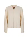 Twinset Cropped Lightweight Jacket With Front Zipper Closure In Neutral
