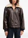 Twinset Zip-up Faux-leather Jacket In Brown