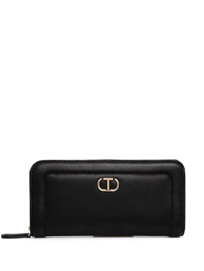 Twinset Zipped Wallet In Black