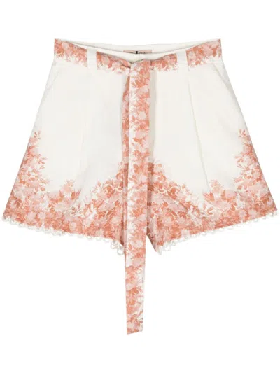 Twinset Floral-print Linen Shorts In Multi