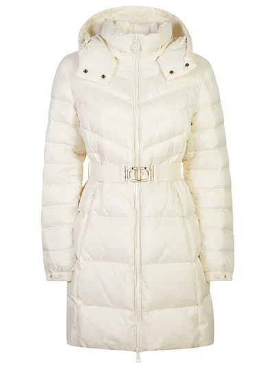 Twinset Belted Padded Coat In White
