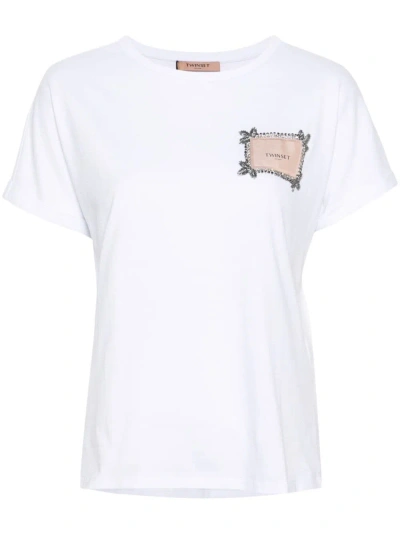 Twinset T-shirt Con Applicazione In White