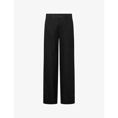 Twist & Tango Serena Straight-leg High-rise Linen Trousers In Black