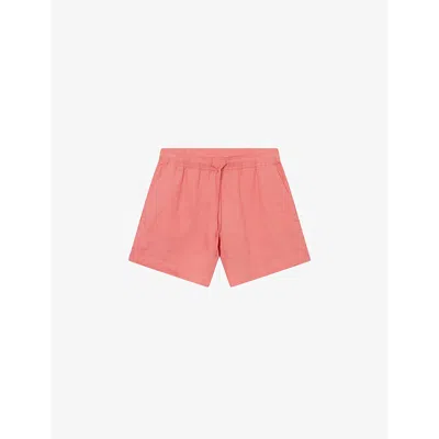 Twist & Tango Melody Drawstring-waist High-rise Linen Shorts In Tea Rose