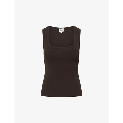 Twist & Tango Lily Square-neck Woven Top In Dk Brown