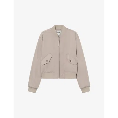 Twist & Tango Jolie Boxy-fit Satin Bomber Jacket In Lt Taupe