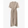 Twist & Tango Shana Wrap-tie Satin Midi Dress In Lt Taupe