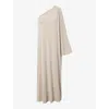 Twist & Tango Elora One-shoulder Woven Maxi Dress In Lt Grey