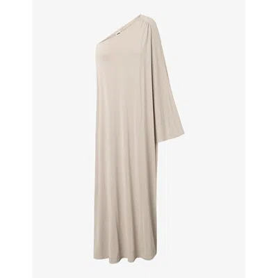 Twist & Tango Elora One-shoulder Woven Maxi Dress In Lt Grey