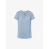 Twist & Tango Kalani Draped-neck Jersey Top In Dusty Blue