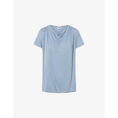 Twist & Tango Kalani Draped-neck Jersey Top In Dusty Blue
