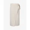 Twist & Tango Vivienne Wrap-front Linen Midi Skirt In Beige Melange