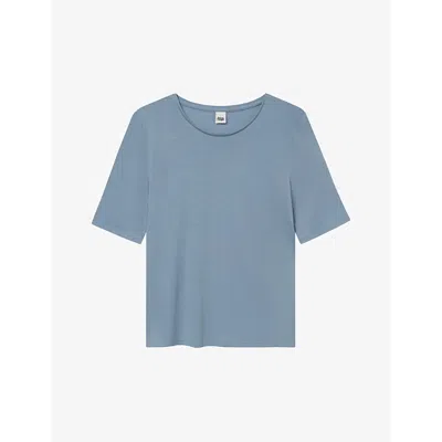 Twist & Tango Wiley Semi Relaxed-fit Woven T-shirt In Dusty Blue