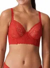 Twist I Do Longline Bra In Scarlet In Red