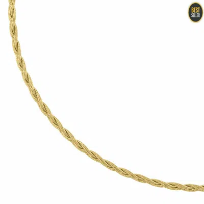 Pre-owned Twisted Necklace Chain Solid 14kt Yellow Gold Textured  Size 18 Inches Mens Women