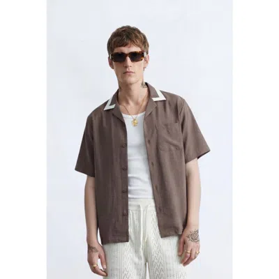 Twisted Tailor Huxley Revere Cotton Shirt In Brown