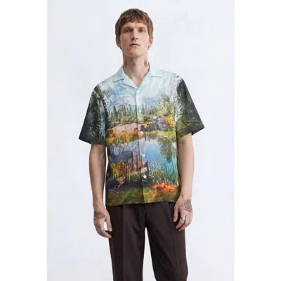 Twisted Tailor Lorcan Landscape Print Revere Shirt In Multi