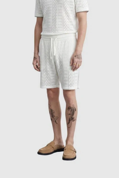 Twisted Tailor Oscar Tipped Crochet Cotton Shorts In White