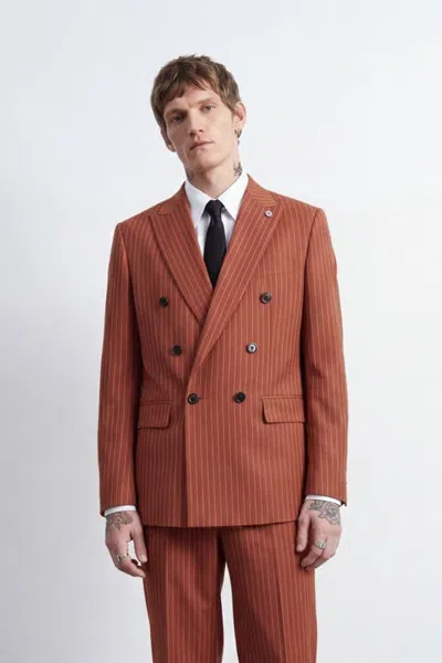 Twisted Tailor Syrah Double Breasted Pinstripe Jacket In Multi