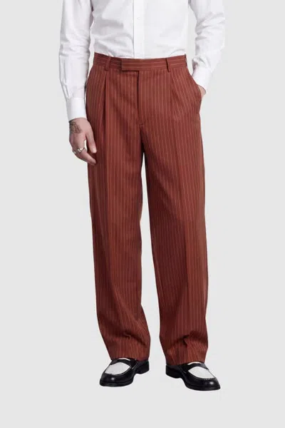 Twisted Tailor Syrah Pinstripe Suit Trousers In Brown