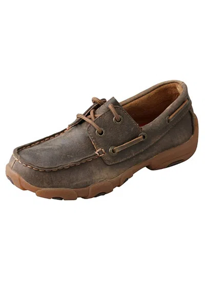 Twisted X Kids' Boy's Youth Boat Shoe In Bomber In Brown