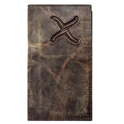 Twisted X Distressed X Logo Rodeo Wallet In Brown Bomber In Purple