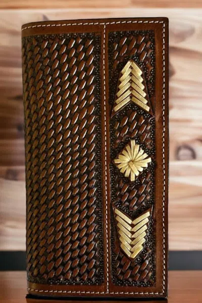 Twisted X Hand Tooled Rodeo Wallet In Brown In Purple