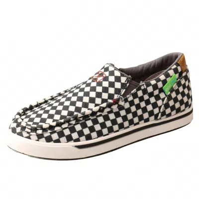Twisted X Kid's Slip-on Kicks Casual Sneaker In Black And White