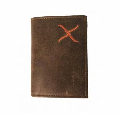 Twisted X Leather Tri Fold X Wallet In Brown/orange