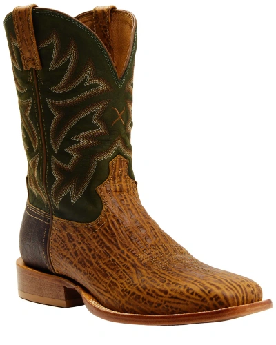 Pre-owned Twisted X Men's 11&quot; Tech Western Boot - Broad Square Toe - Mxtl004 In Green