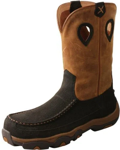 Pre-owned Twisted X Men's 11" Comp Toe Boot - Pull-on Cowboy Boots Made With Composite... In Charcoal & Tan
