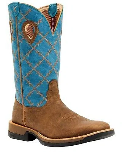 Pre-owned Twisted X Men's 12&quot; Tech Western Performance Boot - Broad Square Toe Blue