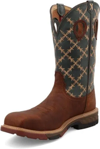 Pre-owned Twisted X Men's 12" Nano Composite Safety Toe Western Work Boot In Mocha & Slate