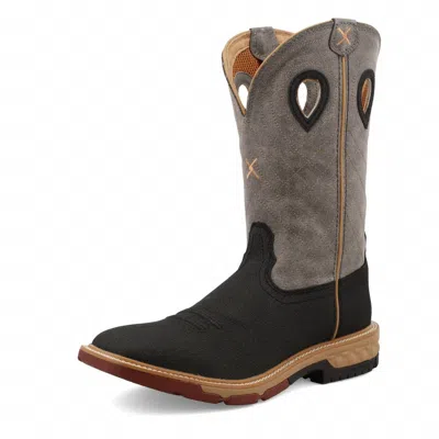 Twisted X Men's 12″ Western Work Boot In Black/ Charcoal Grey