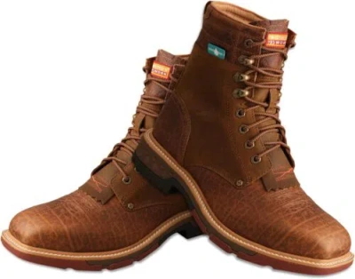 Pre-owned Twisted X Men's 8" Cell Stretch Lacer Steel Toe In Distressed Saddle & Cognac