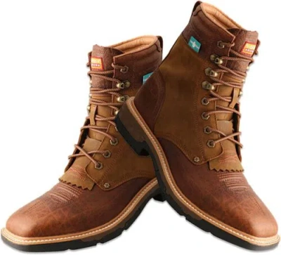 Pre-owned Twisted X Men's 8" Cellstretch Lacer - Casual Western Boots For Men,... In Distressed Saddle & Cognac - Waterproof