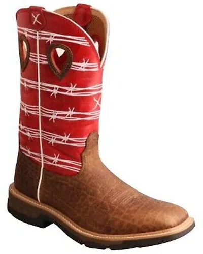 Pre-owned Twisted X Men's Barbed Wire Western Boot - Broad Square Toe - Mxb0008 In Brown