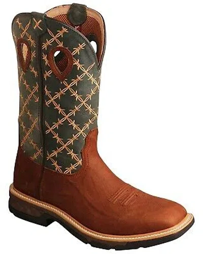 Pre-owned Twisted X Men's Barbed Wire Western Work Boot - Soft Toe - Mxb0005 In Brown