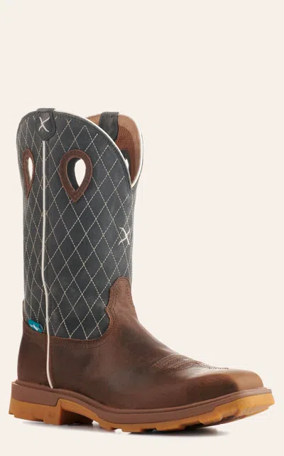 Twisted X Men's Brown And Dark Blue With Cross Ultralite X Wide Square Nano Composite Toe Work Boots