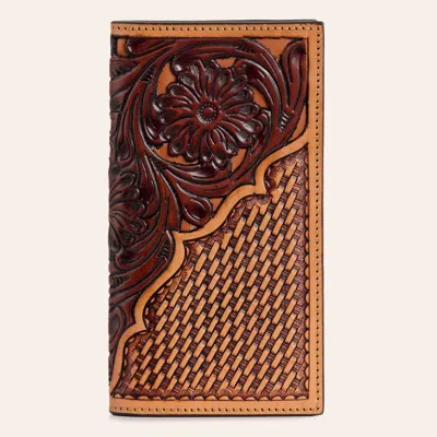 Twisted X Men's Brown Basket Weave Oak Leaf Tooled Rodeo Wallet