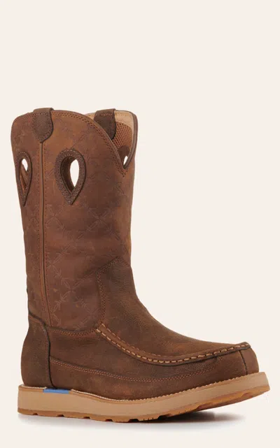 Twisted X Men's Brunette Brown And Pecan Cellstretch Round Toe Wedge Work Boots