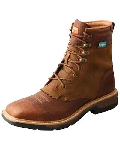 Pre-owned Twisted X Men's Cellstretch 8" Lacer Waterproof Leather Work Boot Broad - In Brown